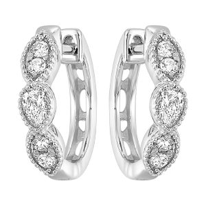 14K WG 3/8 ct. tw. Diamond Vintage Hoop Earring