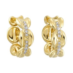 14K YG 1/3 ct. tw. Diamond Bold Hoop Earring