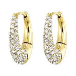 14K YG 1 1/4 ct. tw. Diamond Pave Dome Hoop Earring