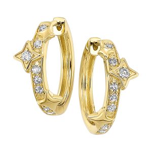 14K YG 1/5 ct. tw. Diamond Star Hoop Earring