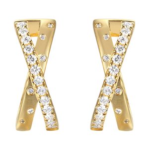 14K YG 1/2 ct. tw. Diamond Crisscross Flush Set Earring