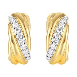 14K YG 1/3 ct. tw. Diamond Bold J Hoop Earring