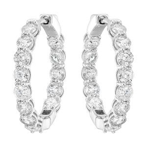 14K WG 5 ct. tw. Diamond Round Shape Inside Out Hoop Earring
