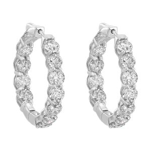 14K WG 10 ct. tw. Diamond Round Shape Inside Out Hoop Earring