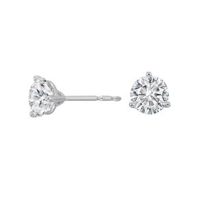 14K WG 1 1/2 ct. tw. Diamond Three Prong Solitaire Stud Earring