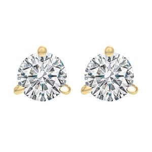 14K YG 1 1/2 ct. tw. Diamond Three Prong Solitaire Stud Earring