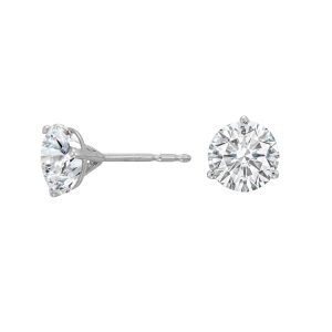 14K WG 2 ct. tw. Diamond Three Prong Solitaire Stud Earring