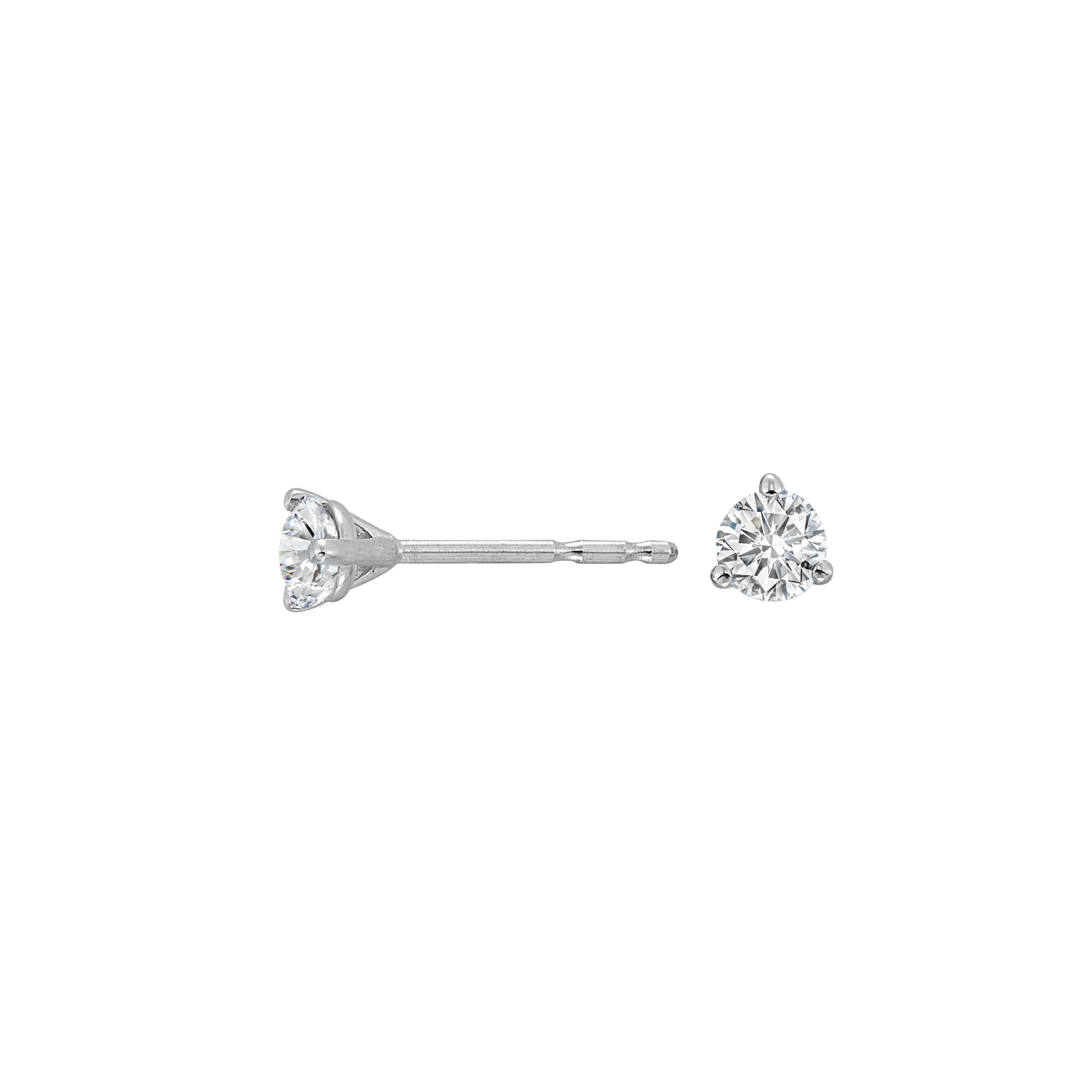 14K WG 1/4 ct. tw. Diamond Three Prong Solitaire Stud Earring