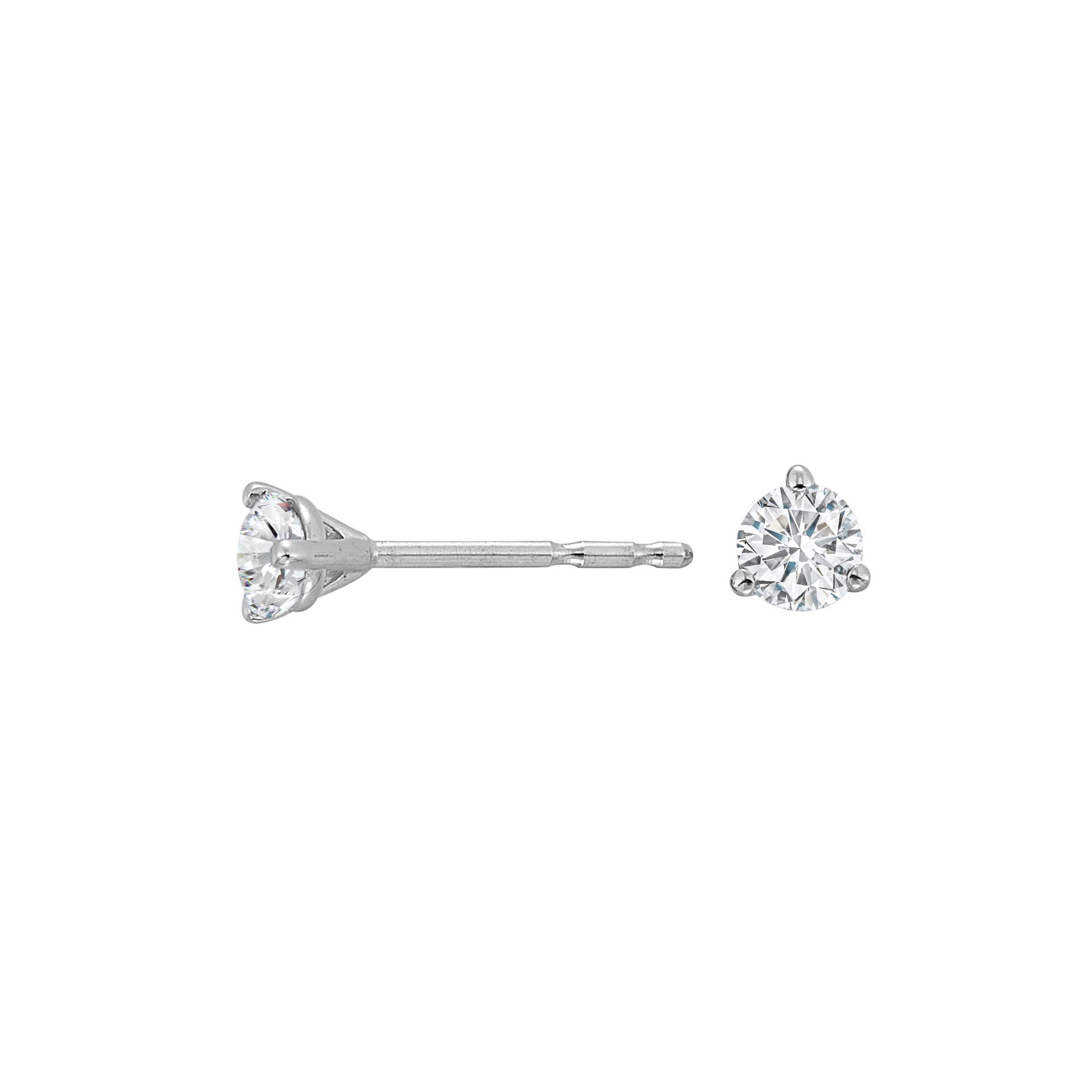 14K WG 1/3 ct. tw. Diamond Three Prong Solitaire Stud Earring