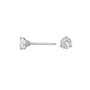 14K WG 1/2 ct. tw. Diamond Three Prong Solitaire Stud Earring
