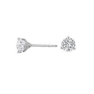 14K WG 3/4 ct. tw. Diamond Three Prong Solitaire Stud Earring