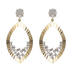 14K YG 3/4 ct. tw. Diamond Fluted Dangle Earring