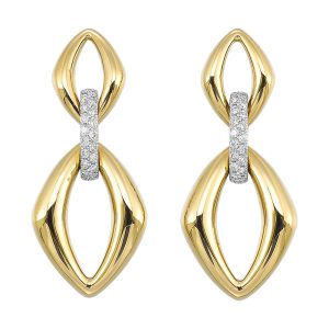 14K YG 1/3 ct. tw. Diamond Bold Link Dangle Earring