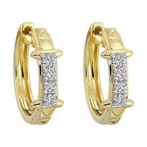 14K YG 1/3 ct. tw. Diamond Pyramid Hoop Earring