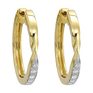 14K YG 1/5 ct. tw. Diamond Twist Hoop Earring