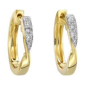 14K YG 1/10 ct. tw. Diamond Twist Hoop Earring