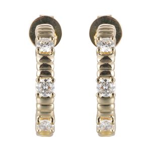 14K YG 1/2 ct. tw. Diamond Ribbed J Hoop Earring