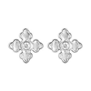 14K WG 1/20 ct. tw. Diamond Floral Stud Earring