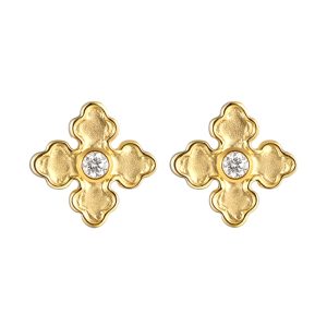 14K YG 1/20 ct. tw. Diamond Floral Stud Earring