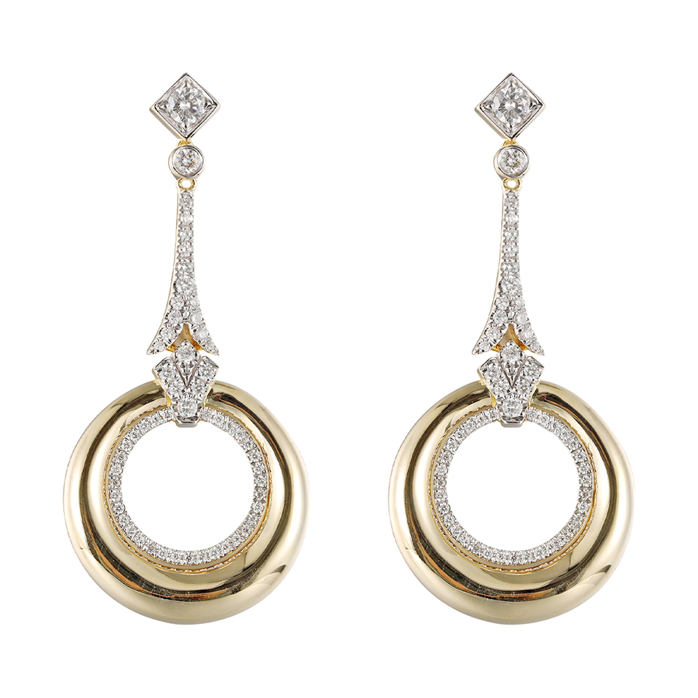 14K YG 3/4 ct. tw. Diamond Drop Dangle Earring