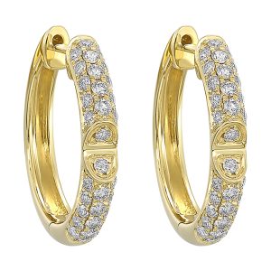 14K YG 3/4 ct. tw. Diamond Pave Hoop Earring