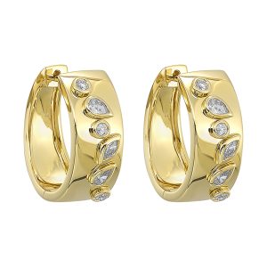 14K YG 1/3 ct. tw. Diamond Scattered Bezel Bold Hoop Earring
