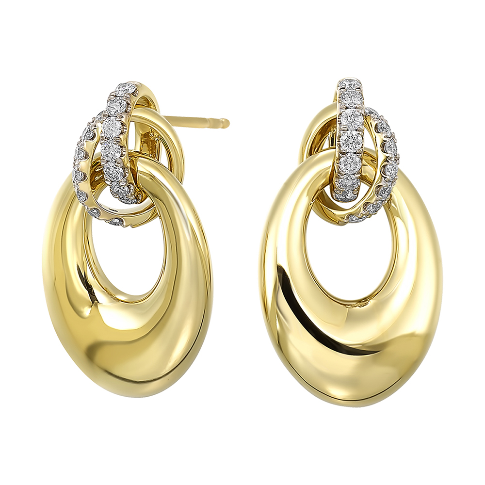 14K YG 1/2 ct. tw. Diamond Bold Interlink Dangle Earring