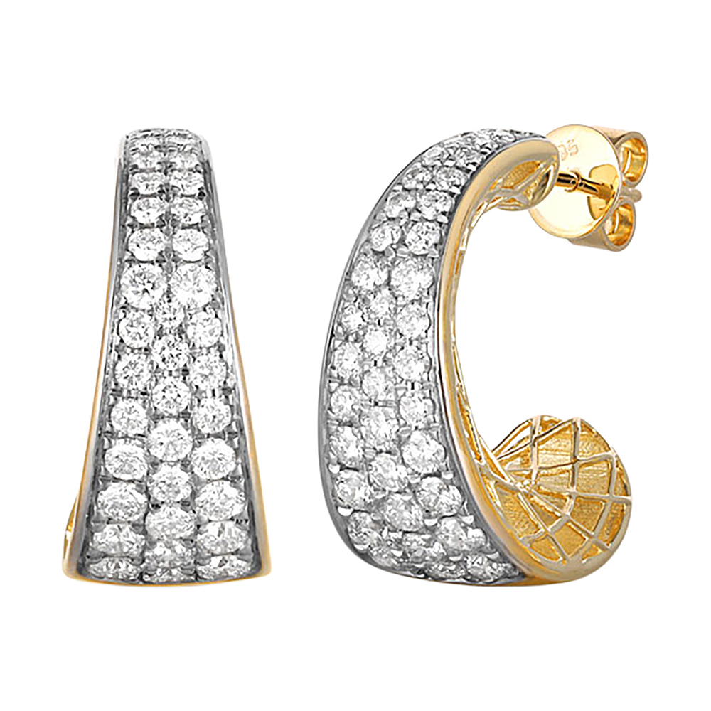 14K YG 2 ct. tw. Diamond Pave J Hoop Earring