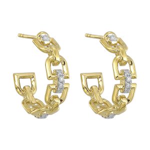 14K 1/7 ct. tw. Diamond Link J Hoop Earring