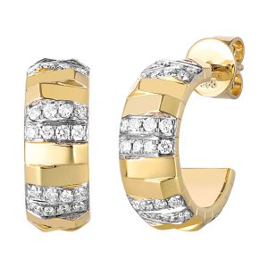 14K YG 1/2 ct. tw. Diamond J Hoop Earring