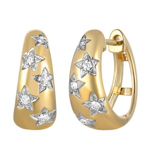 14K YG 1/10 ct. tw. Diamond Bold Hoop Earring