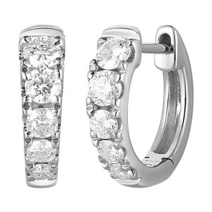 14K WG 1/2 ct. tw. Diamond Graduating Hoop Earring