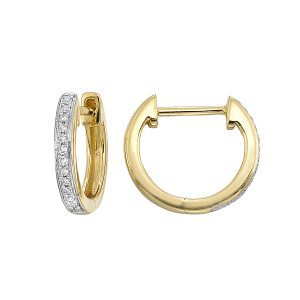 14K YG 1/15 ct. tw. Diamond Hoop Earring