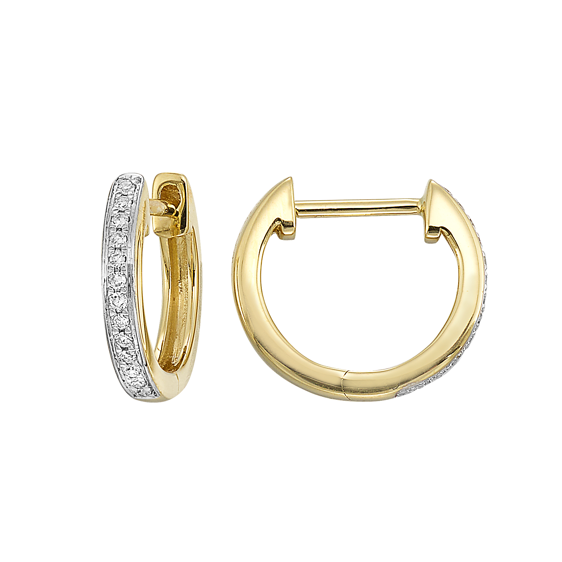 14K YG 1/15 ct. tw. Diamond Hoop Earring