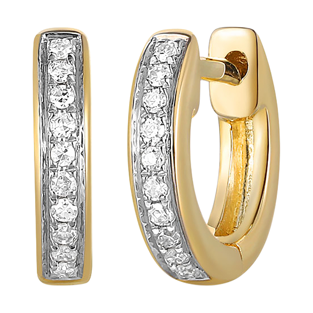 14K YG 1/20 ct. tw. Diamond Hoop Earring