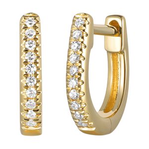 14K YG 1/20 ct. tw. Diamond Hoop Earring