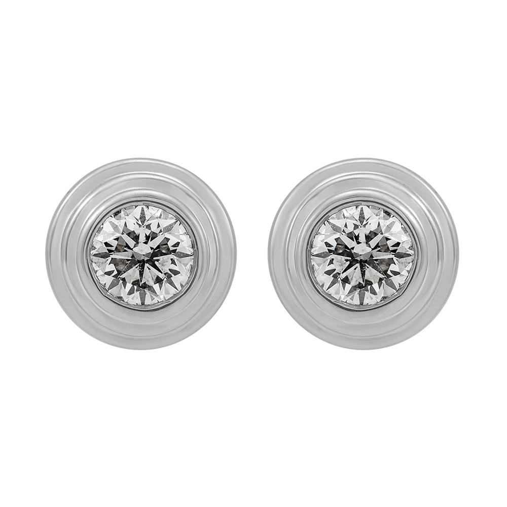 14K YG 1/3 ct. tw. Diamond Bezel Solitaire Stud Earring