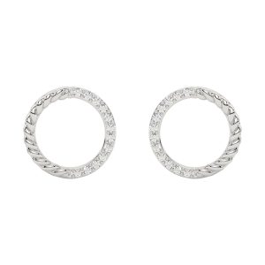 14K WG 1/20 ct. tw. Diamond Circle Rope Stud Earring