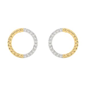 14K YG 1/20 ct. tw. Diamond Circle Rope Stud Earring