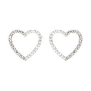 14K WG 1/20 ct. tw. Diamond Heart Rope Stud Earring