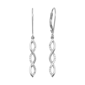 10K WG 1/7 ct. tw. Diamond Twisted Dangle Earring