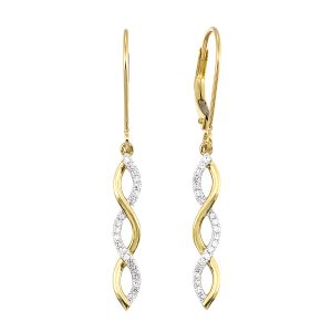 10K YG 1/7 ct. tw. Diamond Twisted Dangle Earring