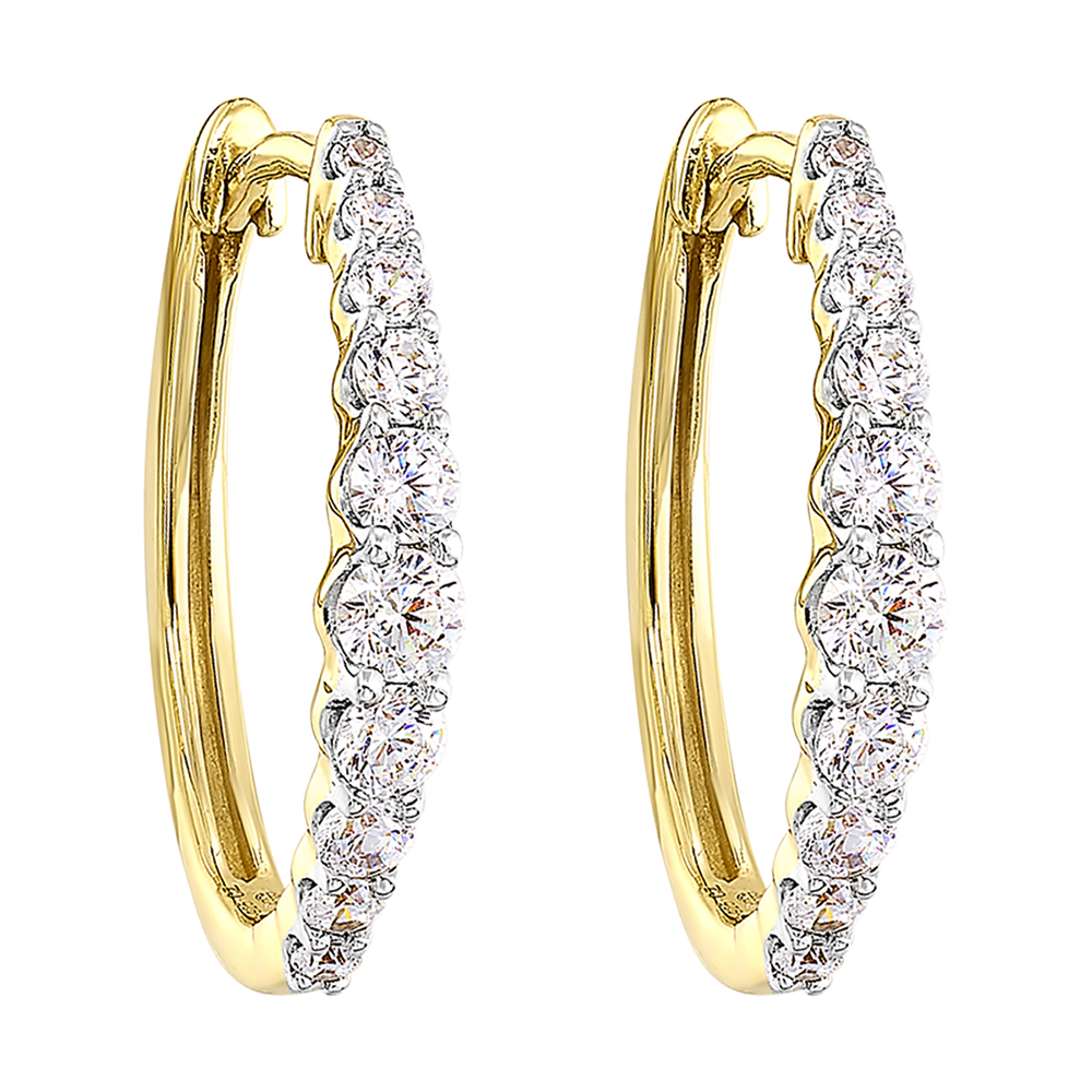 14K YG 1 1/2 ct. tw. Diamond Graduating Hoop Earring