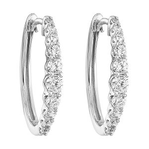 14K WG 2 ct. tw. Diamond Graduating Hoop Earring
