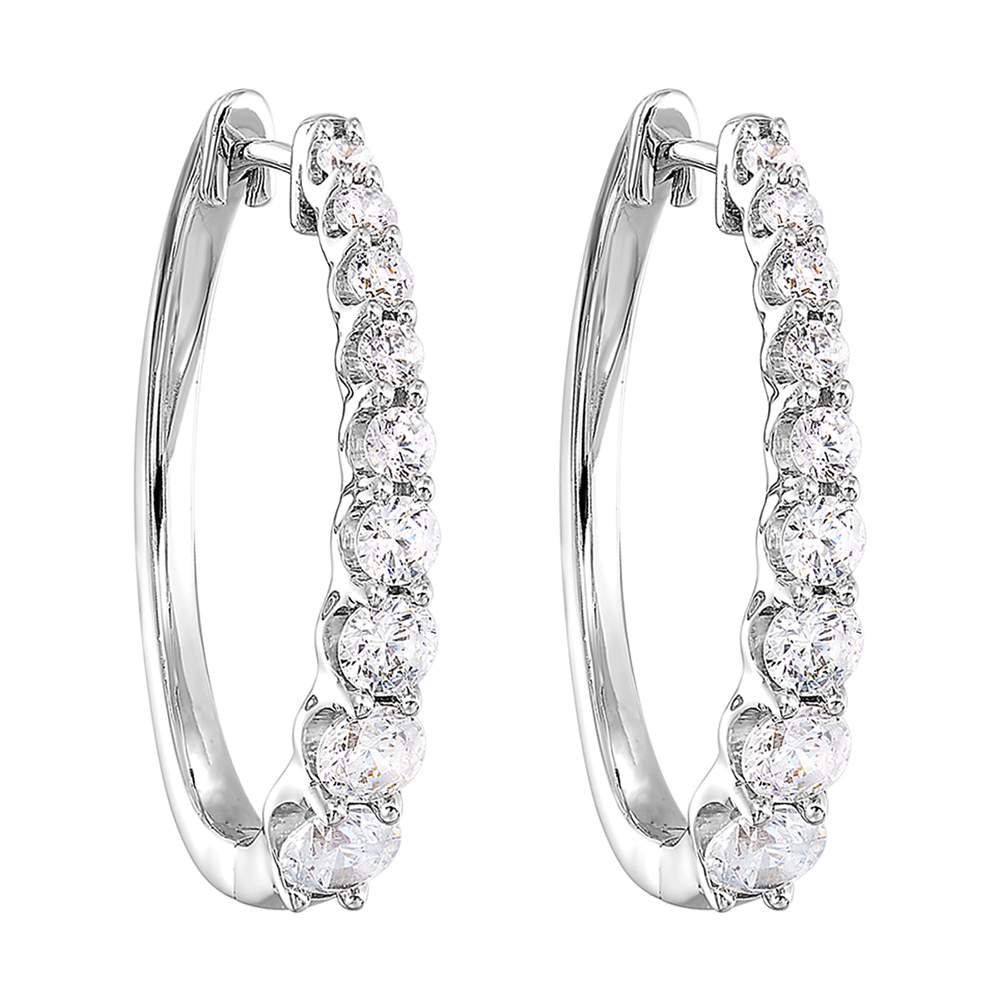 14K WG 1 1/2 ct. tw. Diamond Graduating Hoop Earring