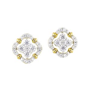 14K YG 1/2 ct. tw. Diamond Clover Stud Earring