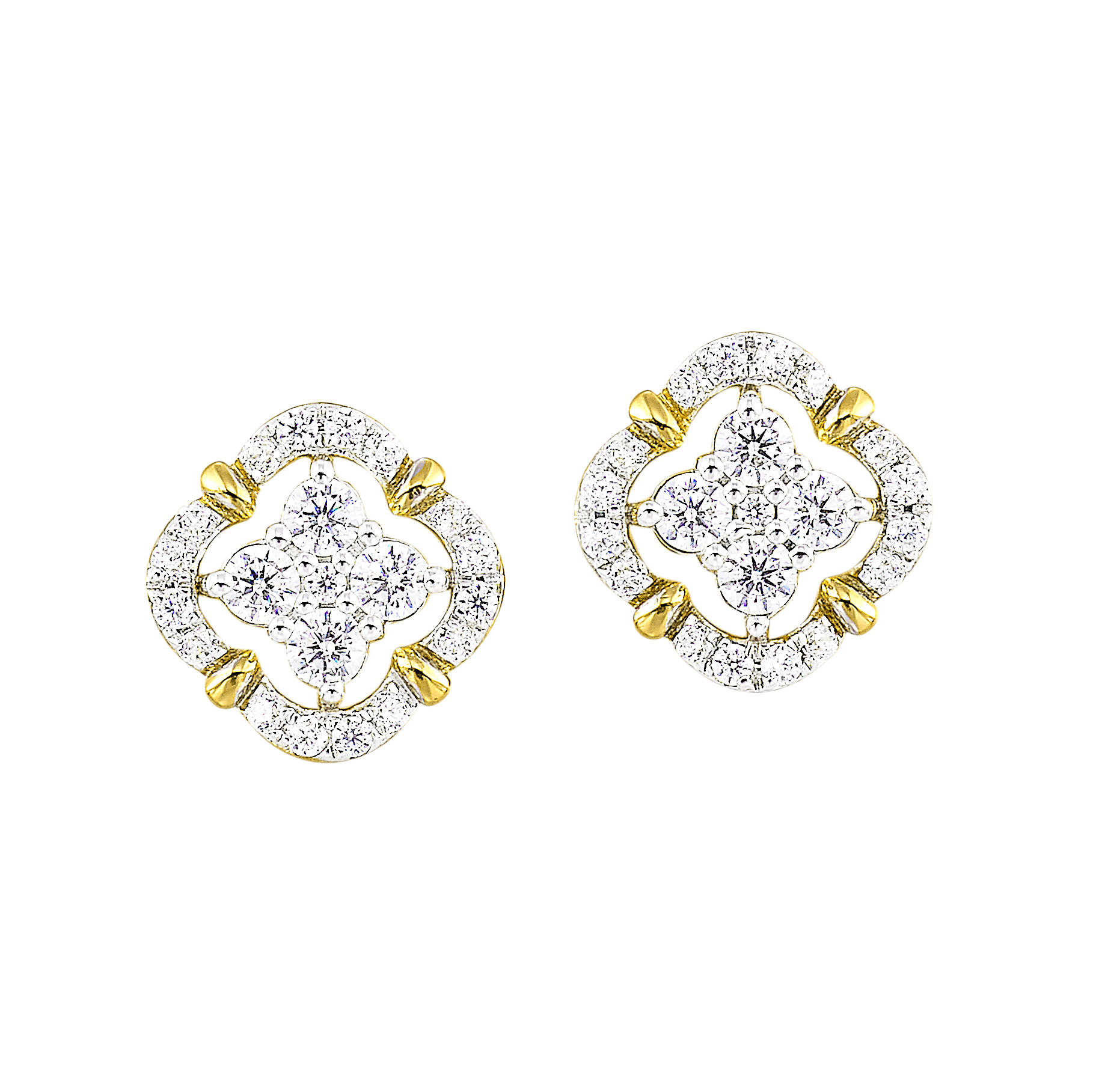 14K YG 1/2 ct. tw. Diamond Clover Stud Earring