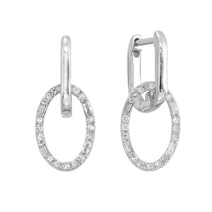 10K WG 1/4 ct. tw. Diamond Dangle Hoop Earring