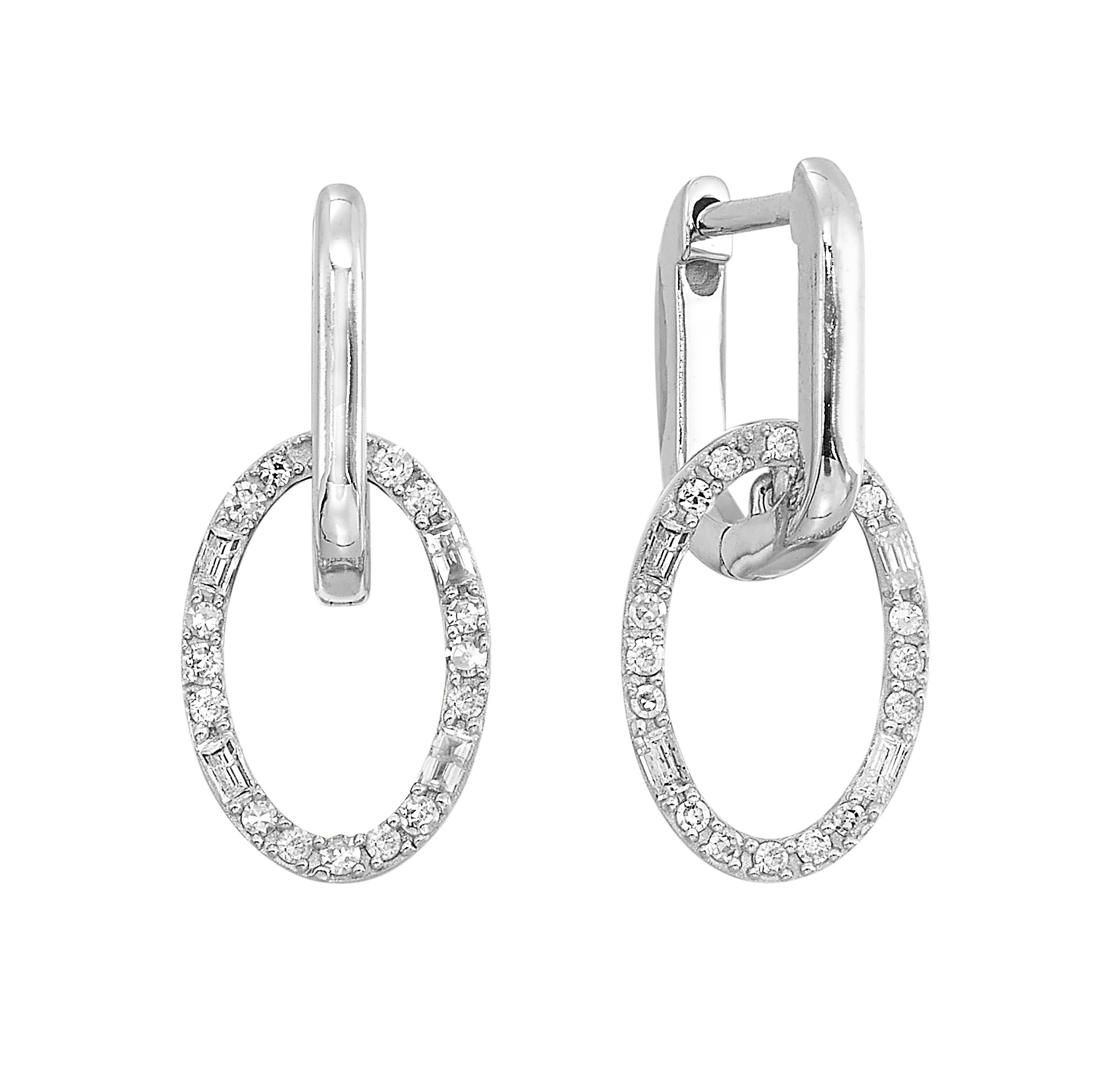 10K WG 1/4 ct. tw. Diamond Dangle Hoop Earring