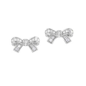 10K WG 1/7 ct. tw. Diamond Bow Stud Earring